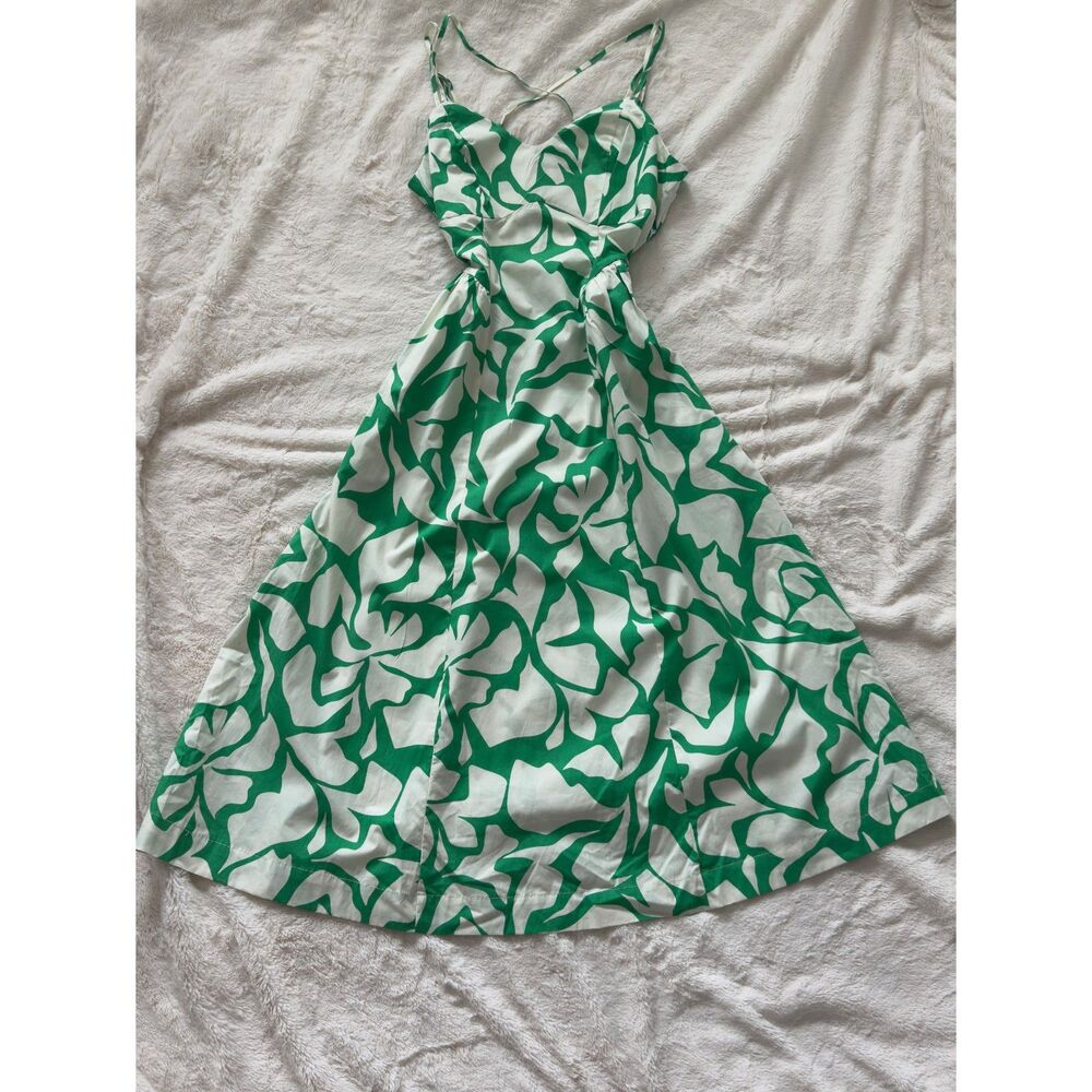 A new day green white floral maxi dress size S